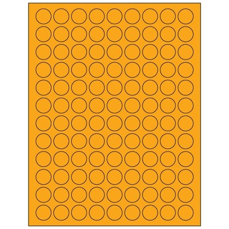 Bsc Preferred 3/4'' Fluorescent Orange Circle Laser Labels, 10800PK BUY00021902